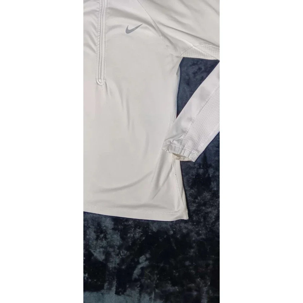 Nike Tempo Dri Fit Long Sleeve Quarter Zip Running Top S Ivory White Activewear